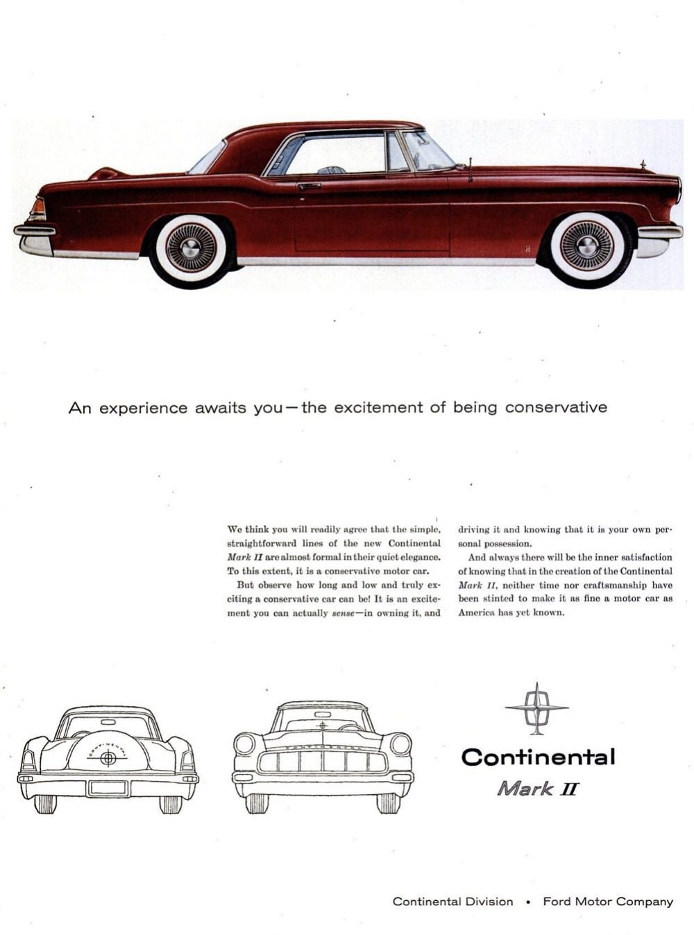 1955 ad for 1956 Lincoln Continental Mark II