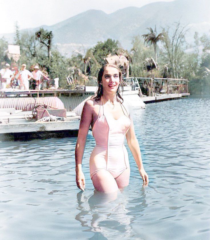 Julie Adams on the set of Creature from the Black Lagoon (1954)