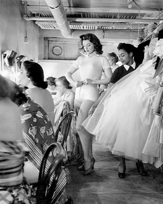Showgirls backstage, Las Vegas, 1958