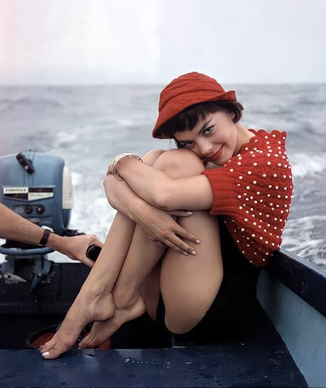 Natalie Wood on a boat off the coast of California, 1955