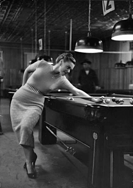 Woman Shooting in a Pool Hall, New York City, 1951