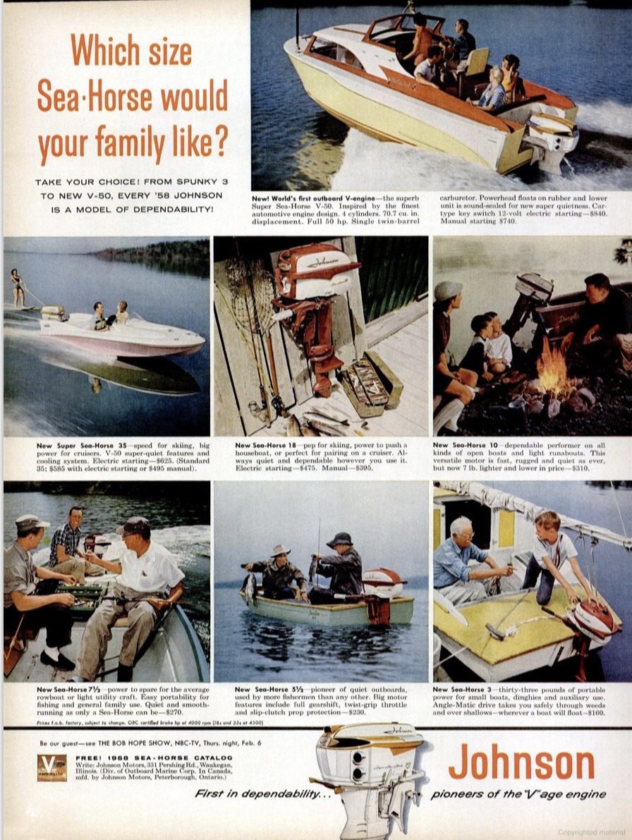 1958 Johnson Boat Motors advertisement