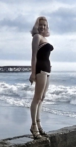 Diana Dors at the beach