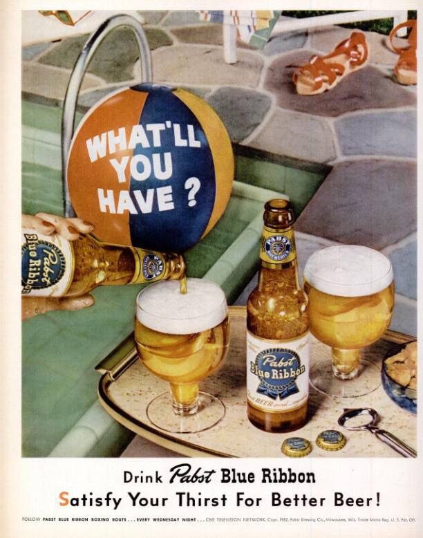 1952 - Pabst Blue Ribbon beer