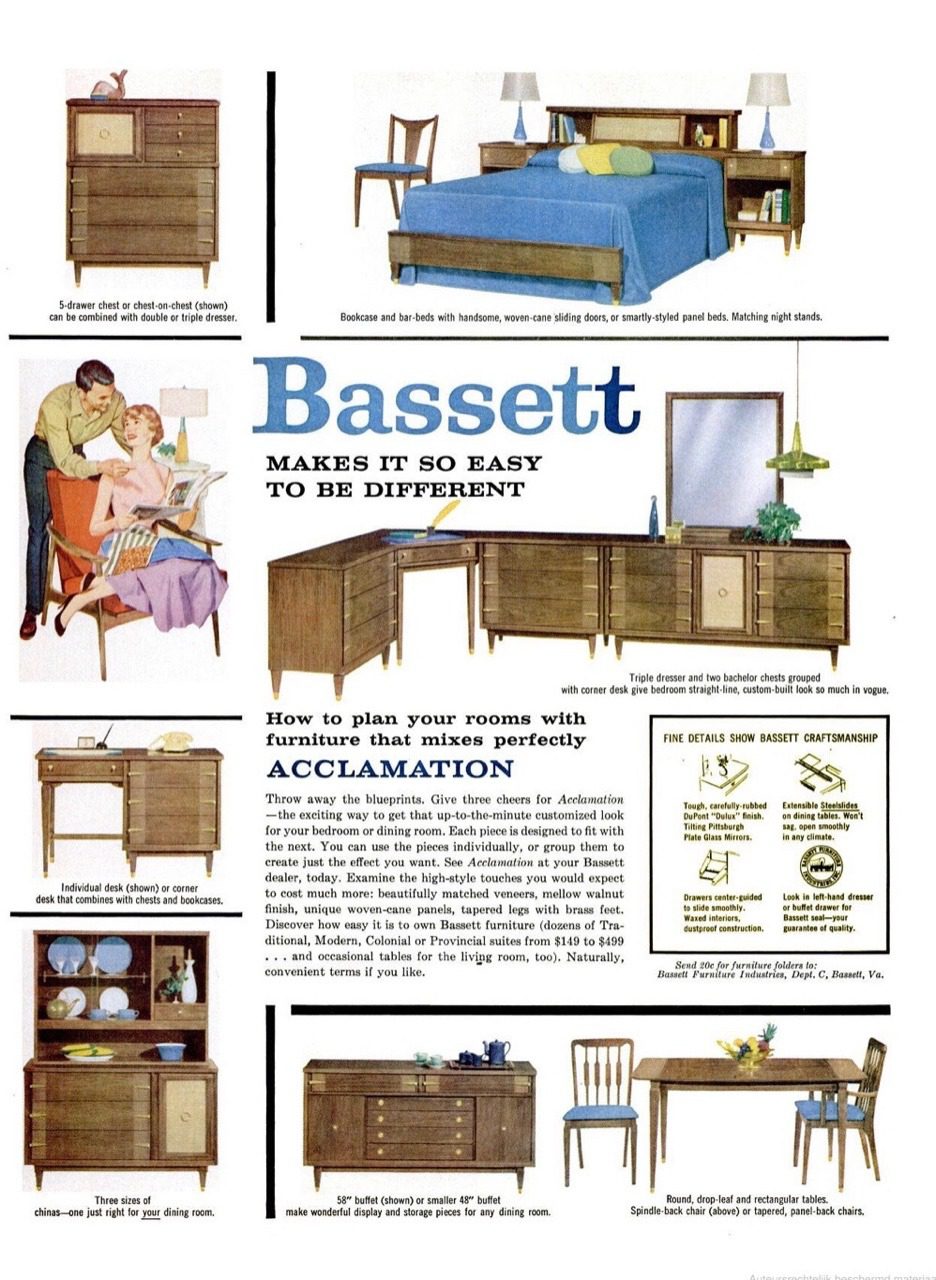 1958 Bassett Furniture advertisement