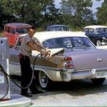 Filling up at a shell station