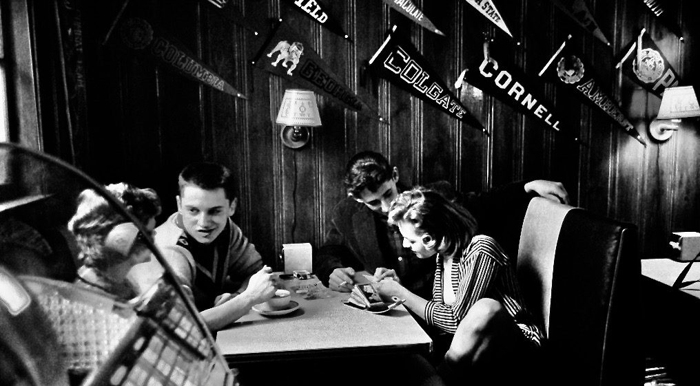 High school teenagers at a coffee shop,1956