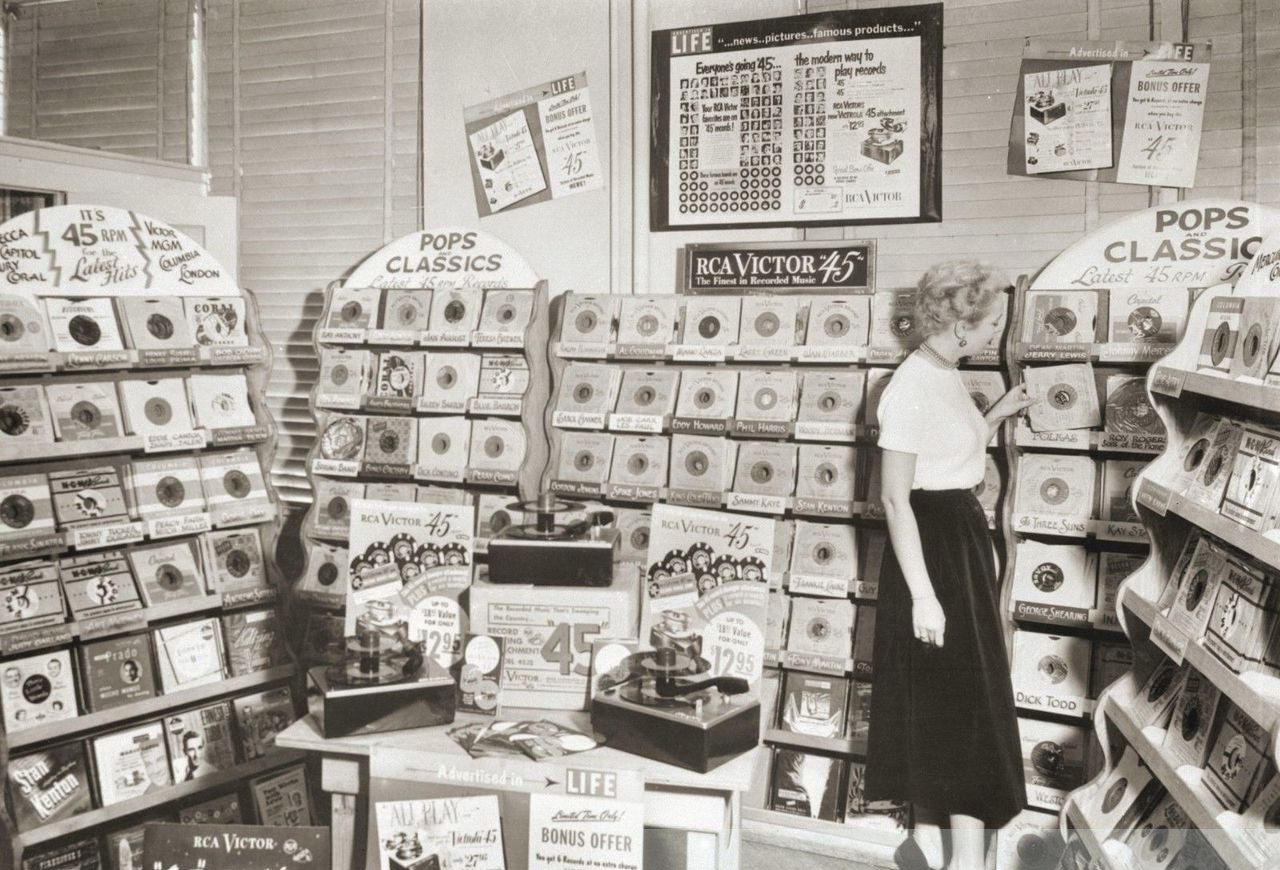 Record shop, 1950s