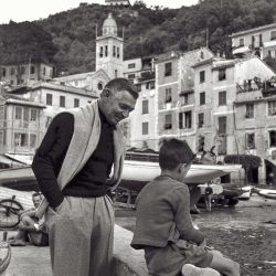 Clark Gable strolls through Portofino, 1953