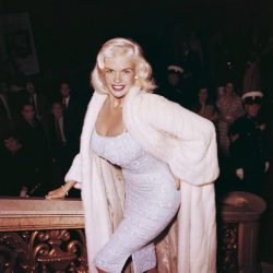 Jayne Mansfield : at the Empire Cinema, Leicester Square, London, 1959.