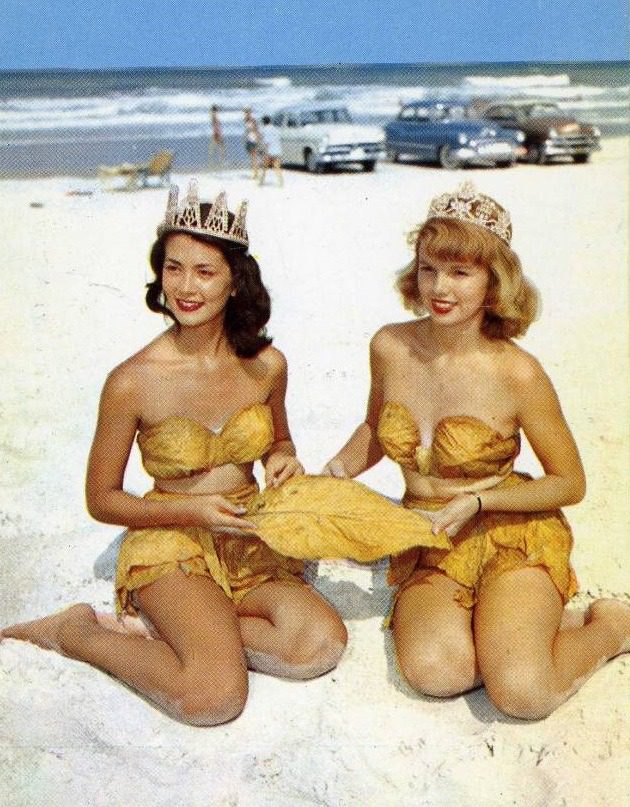 North Carolina tobacco queens in tobacco bikinis, 1950s
