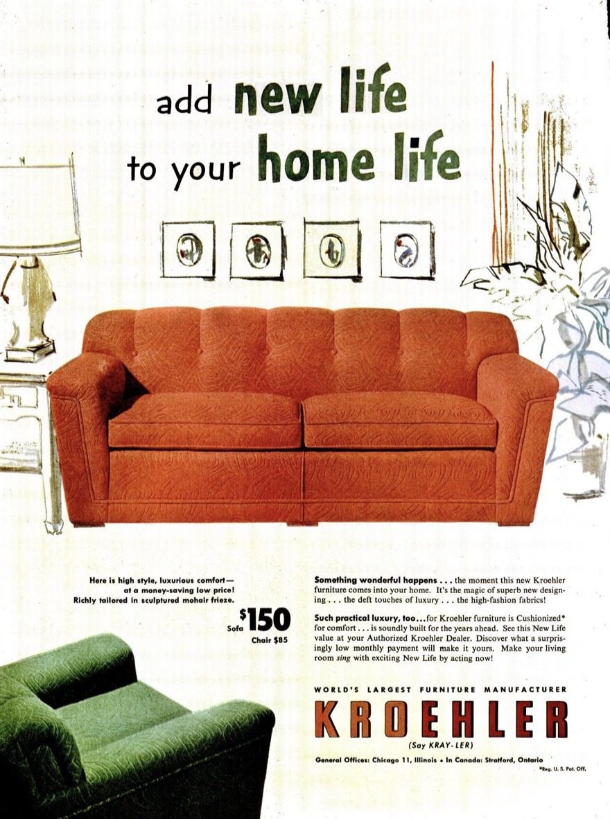 1952 Kroehler furniture manufacturing
