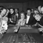 Tempest Storm (center) at the Dunes, c. 1958. Posed photo by Bruno Bernard, aka Bernard of Hollywood.