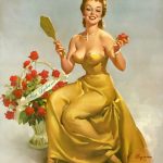 Gil Elvgren – Miss Sylvania – 1957 Sylvania Electric Advertising Calendar Illustration from Brown & Bigelow Calendar Co.