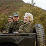 Marilyn Monroe photographed during her visit to the American troops, South Korea, February 1954.