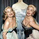 Cleo Moore and Jayne Mansfield at the Academy Awards on March 21, 1956