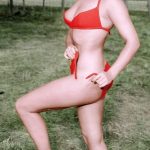Bettie in a red bikini