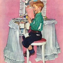 “Secrets (Boy Reading Sister’s Diary)” by Norman Rockwell (1952)