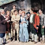 The fun frontier comedy “Many Rivers to Cross” (1955) with an outstanding cast, Robert Taylor, Eleanor Parker, Victor McLaglen, Jeff Richards, Russ Tamblyn, James Arness, Alan Hale, Jr. and Sig Ruman.