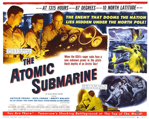 Paul Dubov, Dick Foran, Arthur Franz, Brett Halsey, and Joi Lansing in The Atomic Submarine (1959)