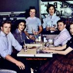 Teens at the dinner in the fifties